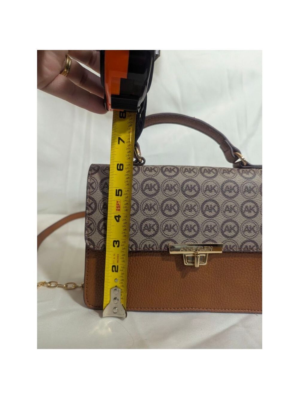 Anne Klein Logo Crossbody Convertible Shoulder Bag Brown Tan - Picture 11 of 13